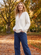 Willow | V-Neck Button-Up Cardigan with Fuzzy Knit Texture, Oversized Winter Layer oaklynwear