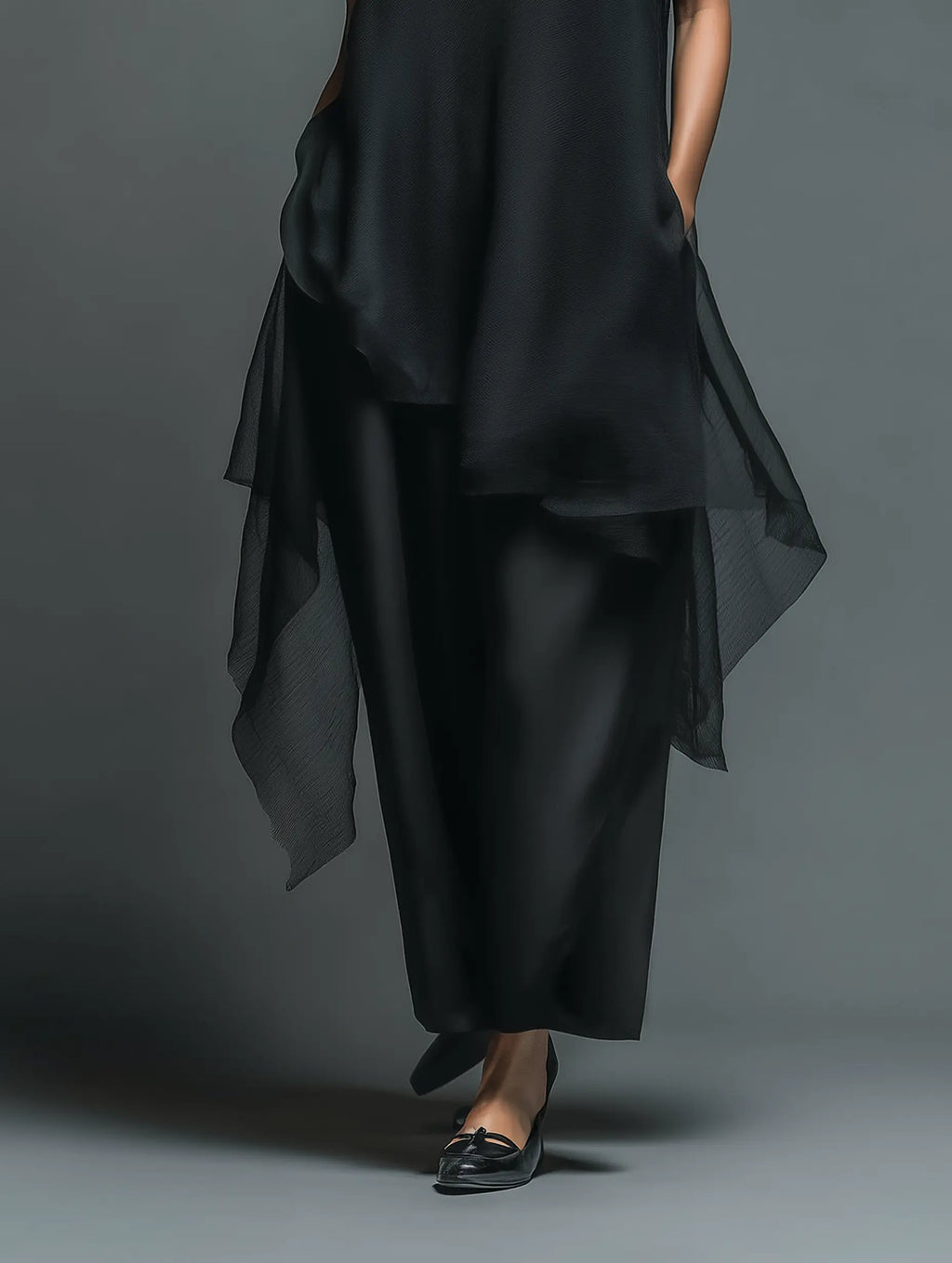 Diana | Women's Minimalist Imitation Acetate Slip Dress Paired With A Chiffon Overlay Maxi Dress oaklynwear