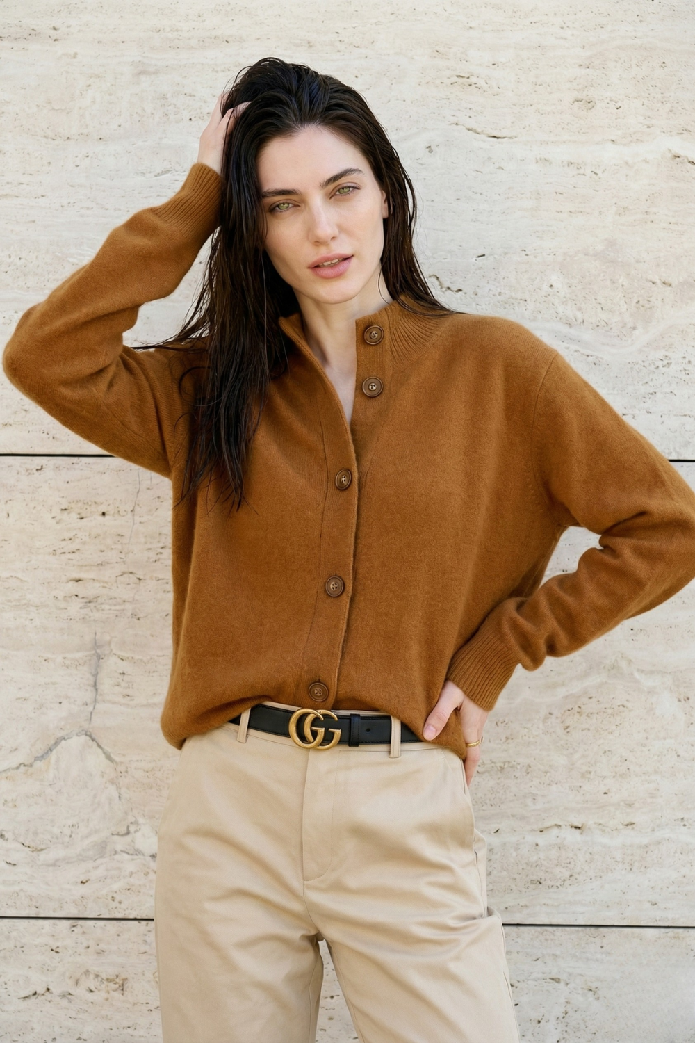 Everly | Button-Up Collared Cardigan with Statement Buttons, Cozy Winter Knit oaklynwear