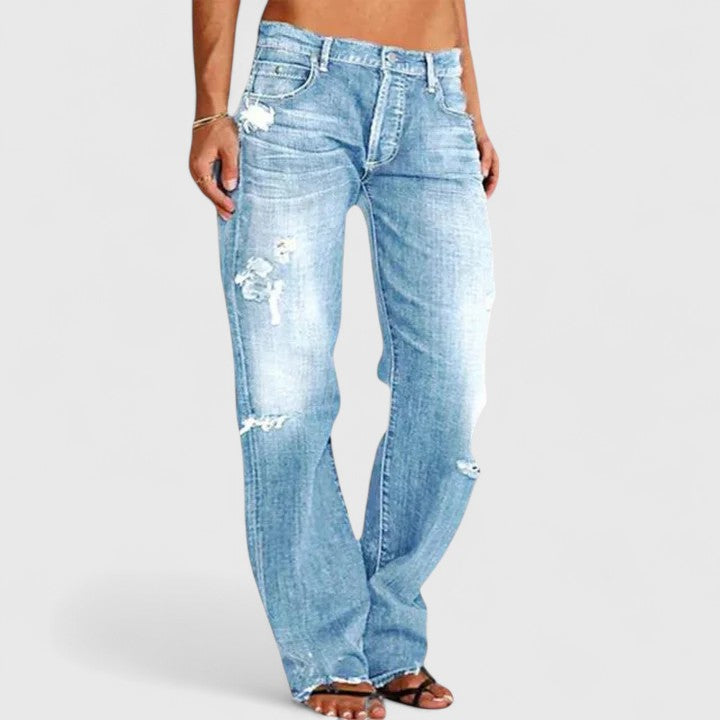 Sadie | Women's Low Rise Distressed Straight Leg Jeans oaklynwear