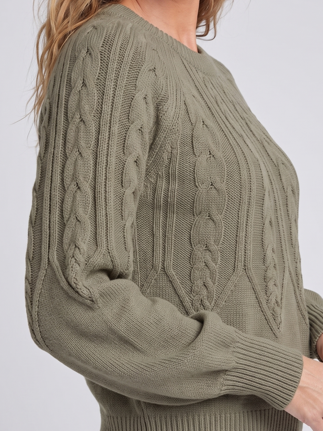 Riley | V-Neck Cable Knit Sweater with Balloon Sleeves, Oversized Winter Pullover oaklynwear