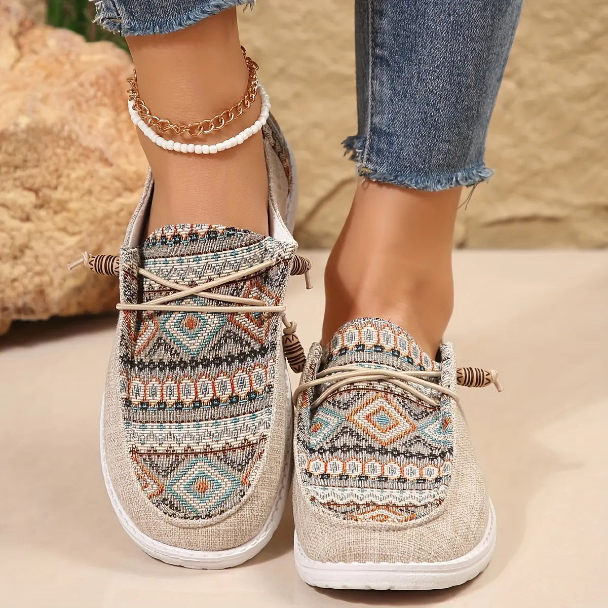 Tribe™ | Women's Tribal Print Sneakers – Cushioned Comfort & Bold Everyday Style oaklynwear