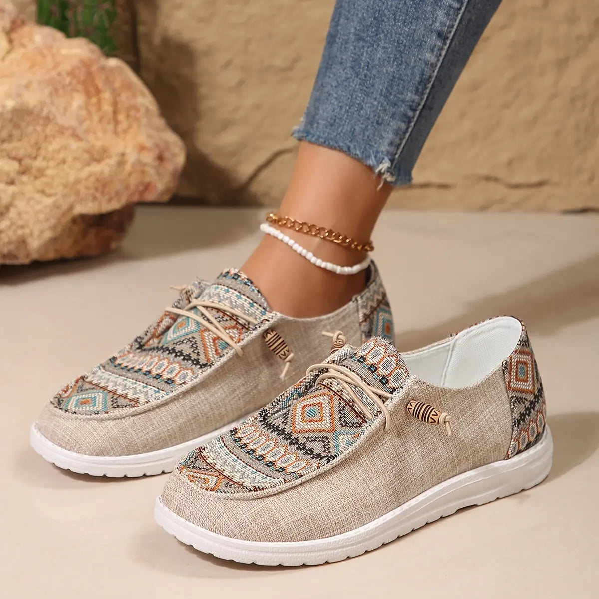 Tribe™ | Women's Tribal Print Sneakers – Cushioned Comfort & Bold Everyday Style oaklynwear