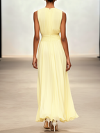 Sunny | Ruched Chiffon A-Line Maxi Dress oaklynwear