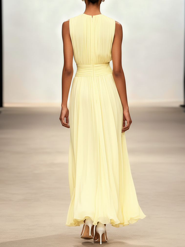 Sunny | Ruched Chiffon A-Line Maxi Dress oaklynwear
