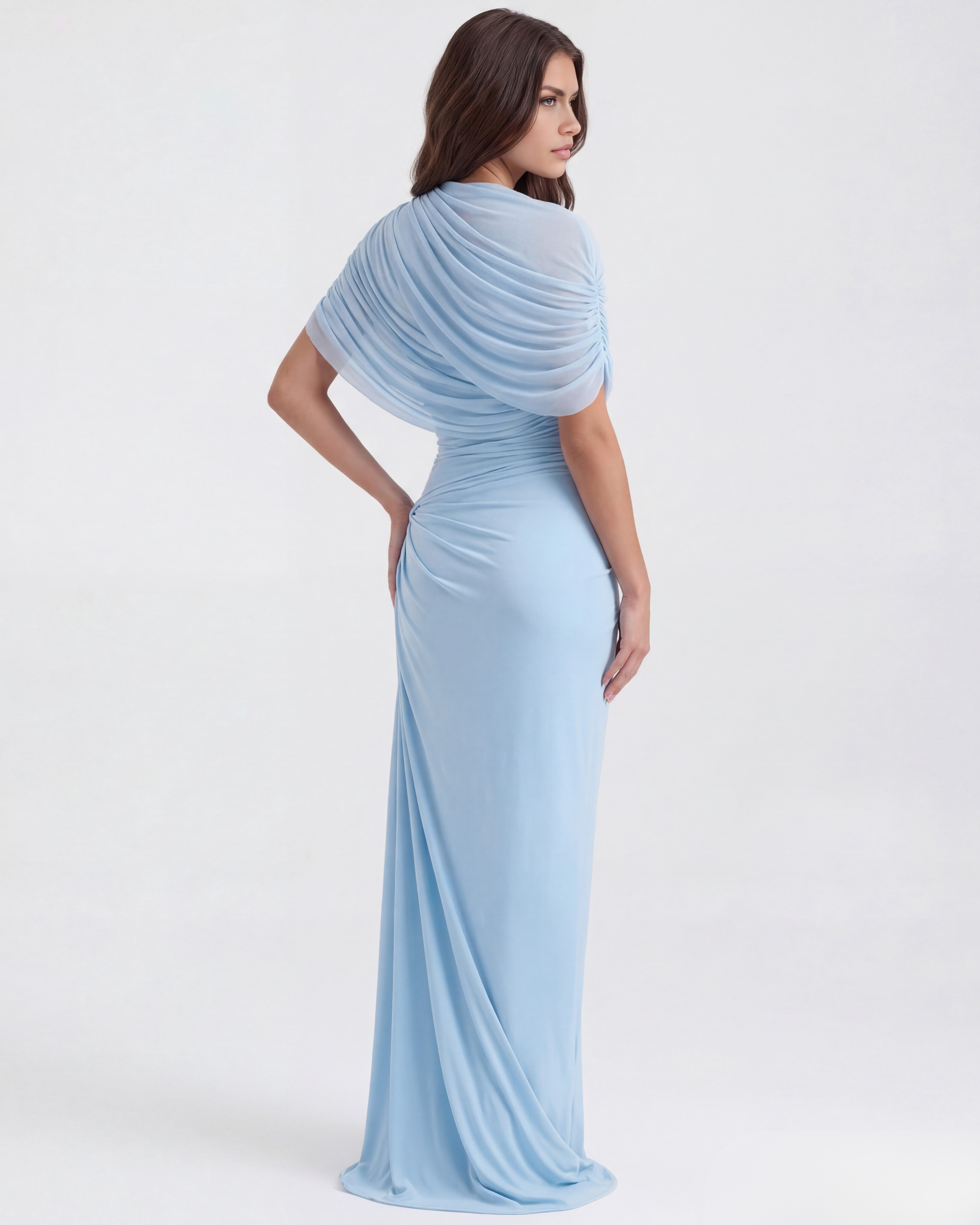 Camilla | Draped Shawl Asymmetric Maxi Dress oaklynwear