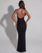 Aurea | Rhinestone Halter Maxi Dress oaklynwear