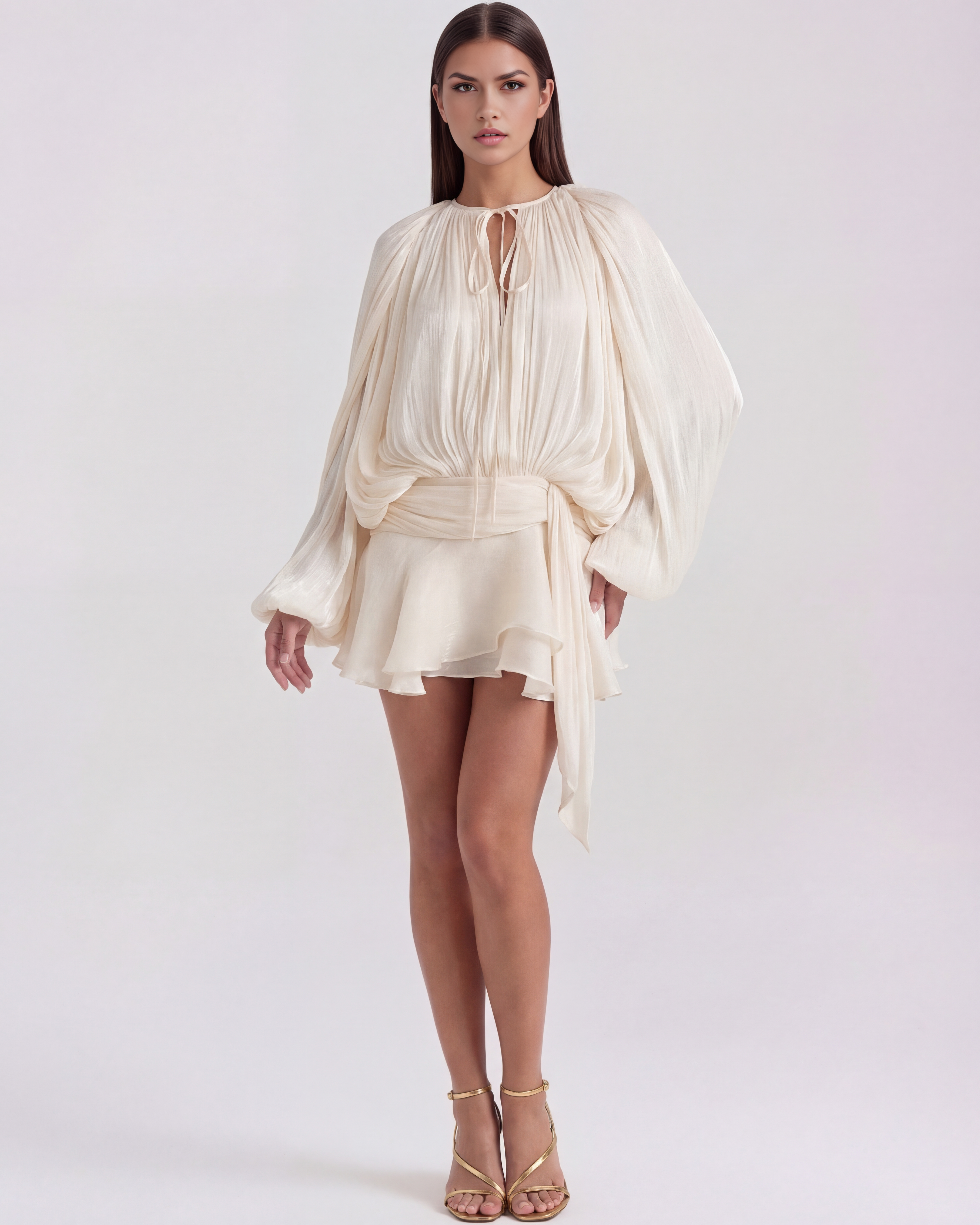 Isolde | Pleated Glitter Twist-Front Mini Dress oaklynwear
