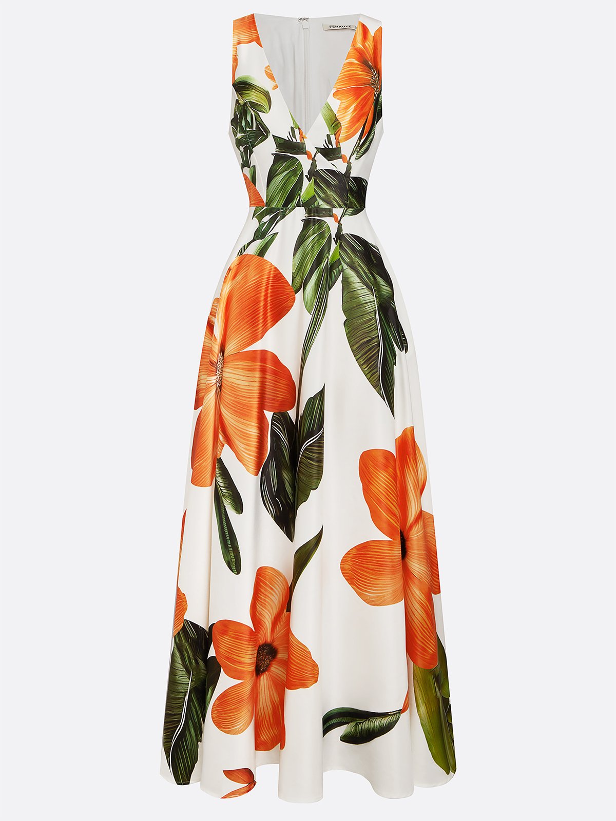 Ophelia | Floral Satin A-Line Maxi Dress with Pockets oaklynwear