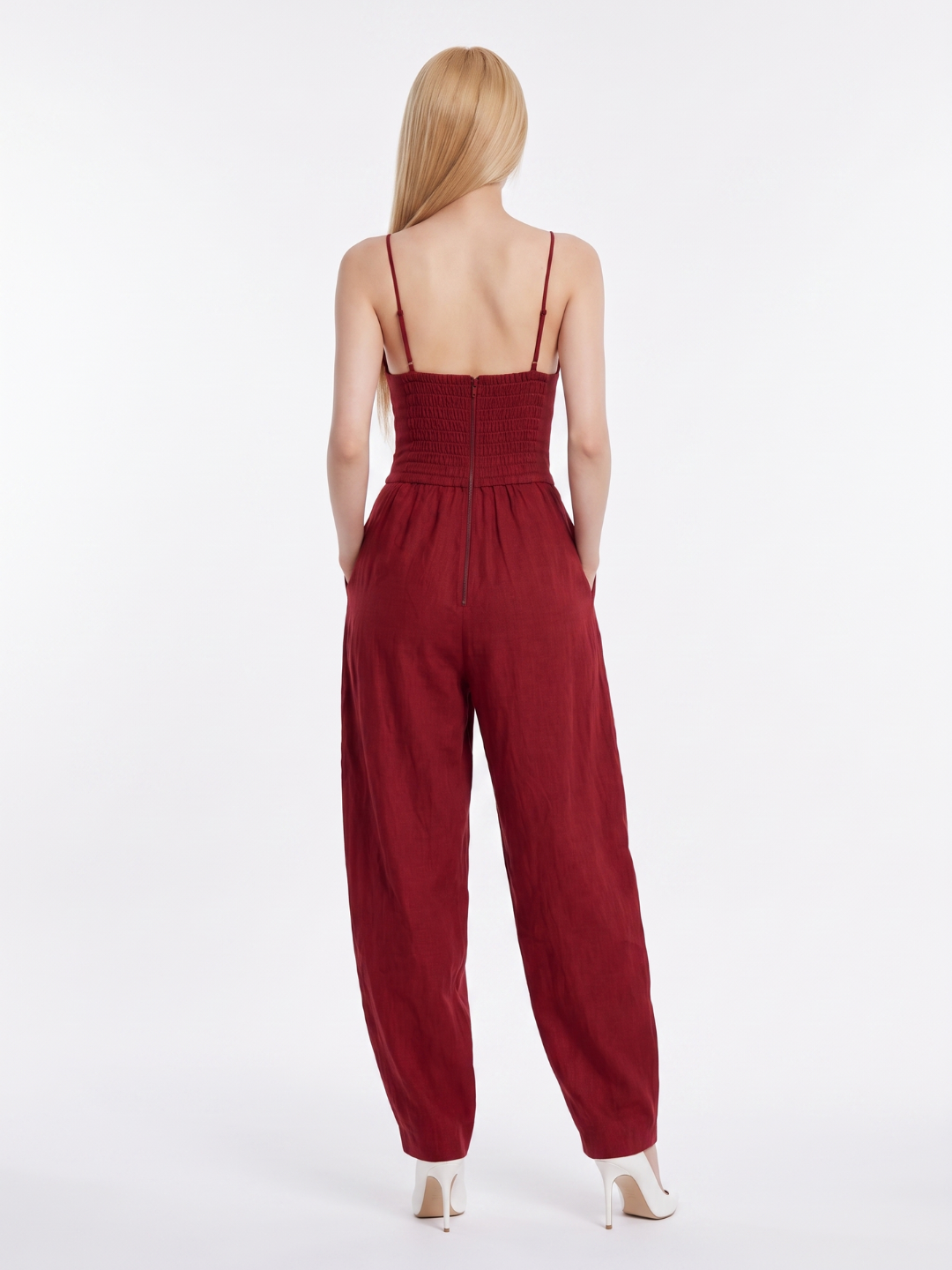Ruby | Spaghetti Strap Linen Wide-Leg Jumpsuit oaklynwear