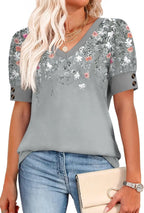 Bree™ | Women's Button-Accent V-Neck Blouse – Flowy Loose Fit Casual Top for Work & Everyday Wear oaklynwear