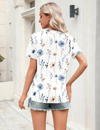 Vera™ | Women's Ruffle Sleeve V-Neck Blouse – Dressy Casual Top for Work & Everyday Wear oaklynwear