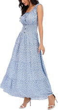 Bora™ | Women's Boho Floral Tiered Maxi Dress – Sleeveless Scoop Neck A-Line Beach Vacation Dress oaklynwear