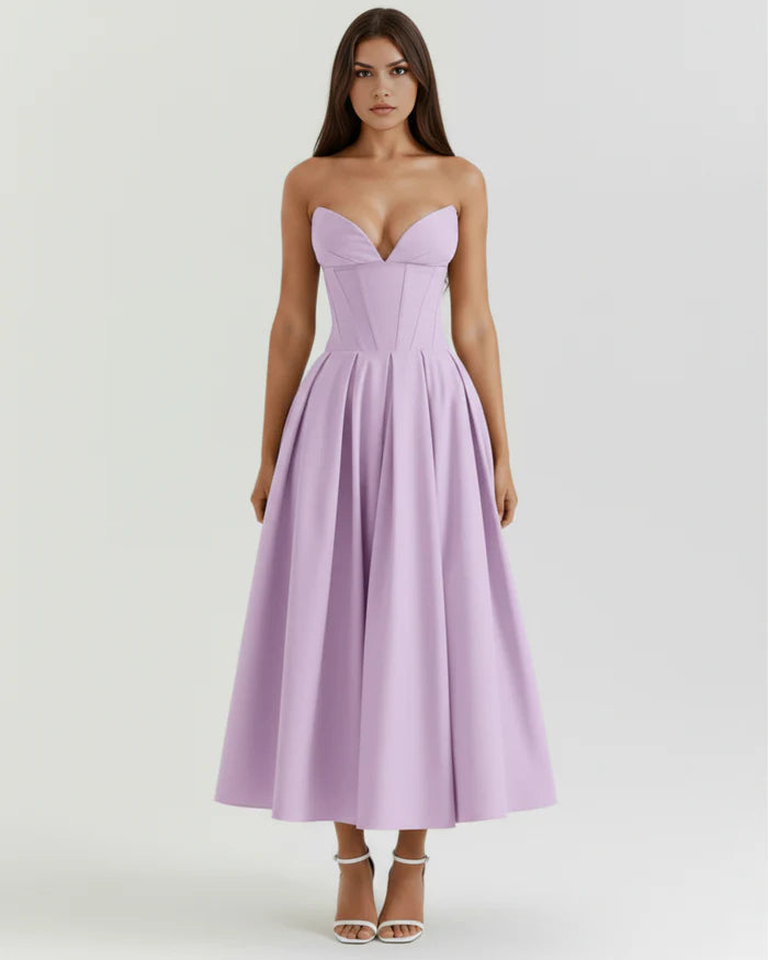 Venetia | Boned Corset Full Skirt Midi Dress oaklynwear