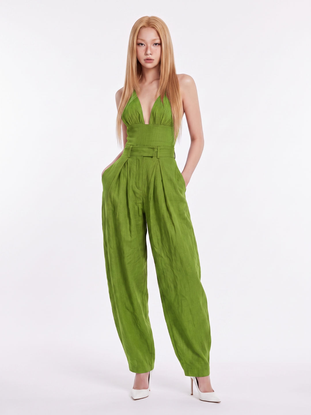 Ruby | Spaghetti Strap Linen Wide-Leg Jumpsuit oaklynwear