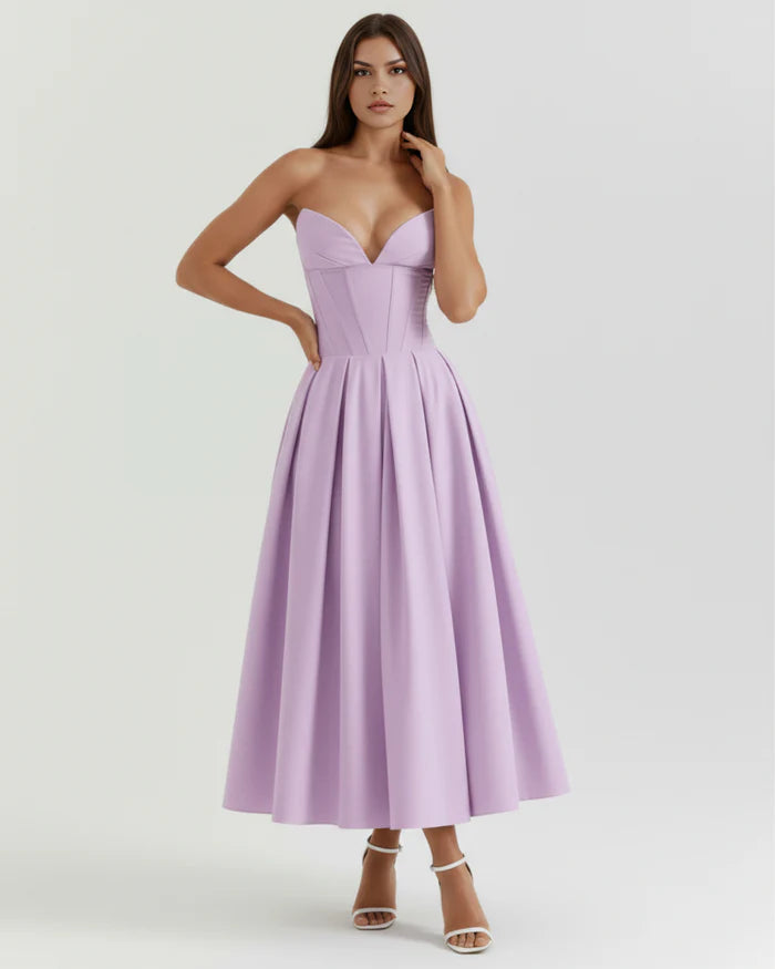 Venetia | Boned Corset Full Skirt Midi Dress oaklynwear