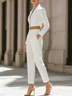 White Single-breasted Blazer And Trousers 2-Piece Suit oaklynwear