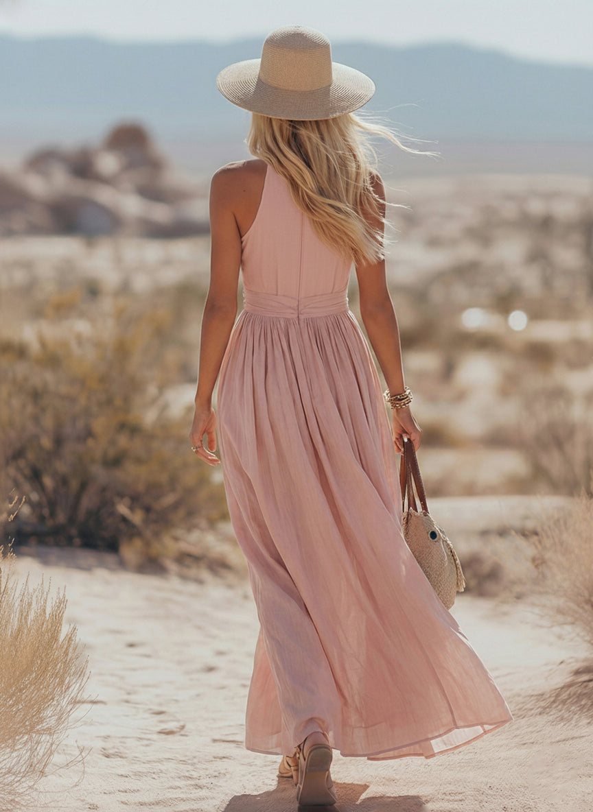 Calista | Boho Linen Halter Dress oaklynwear