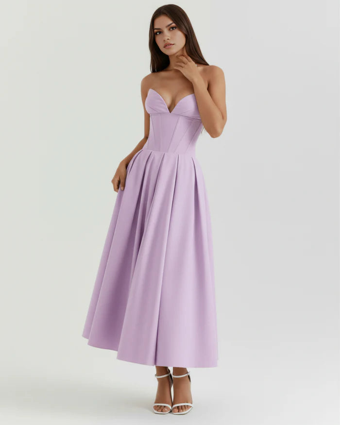 Venetia | Boned Corset Full Skirt Midi Dress oaklynwear