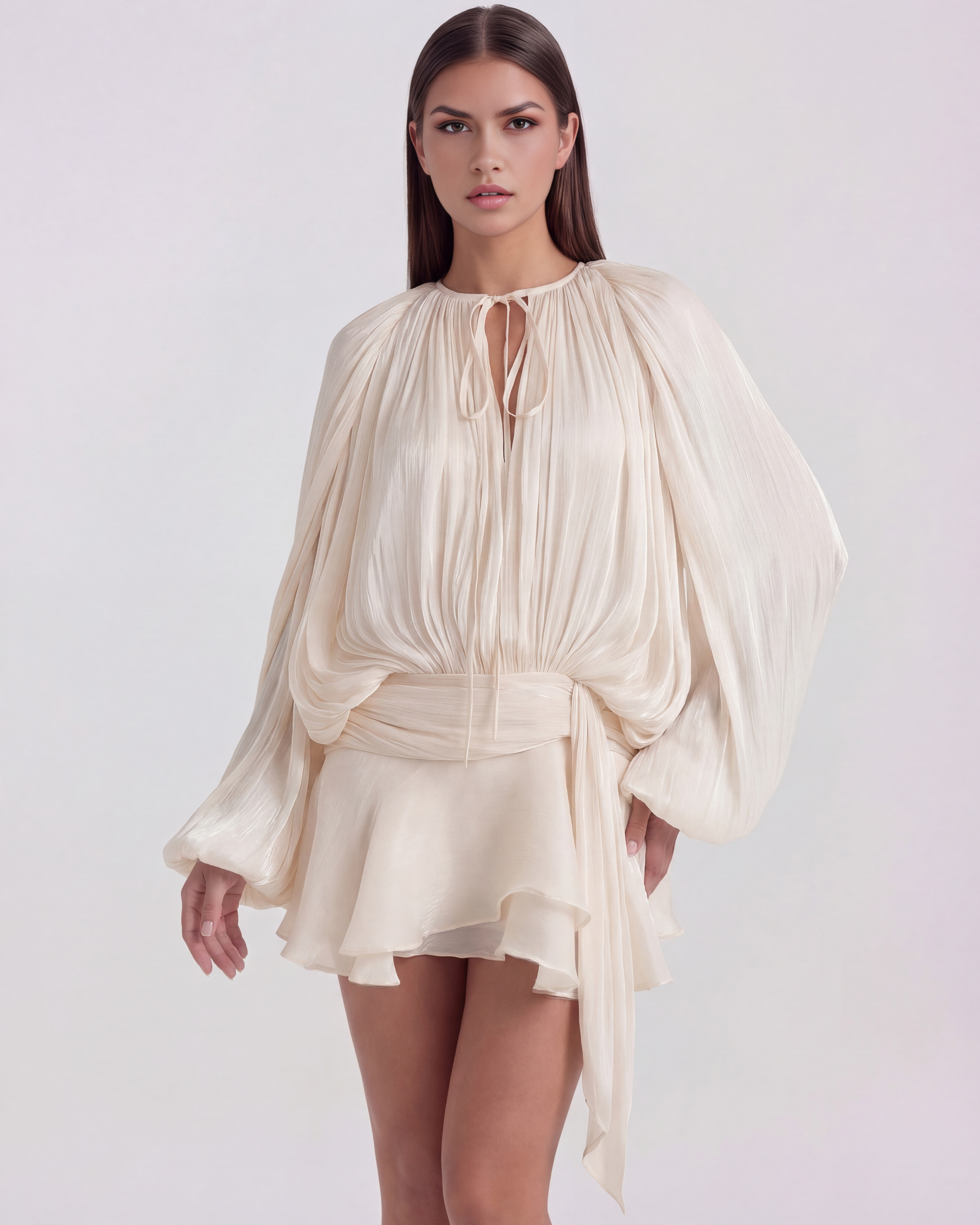 Isolde | Pleated Glitter Twist-Front Mini Dress oaklynwear