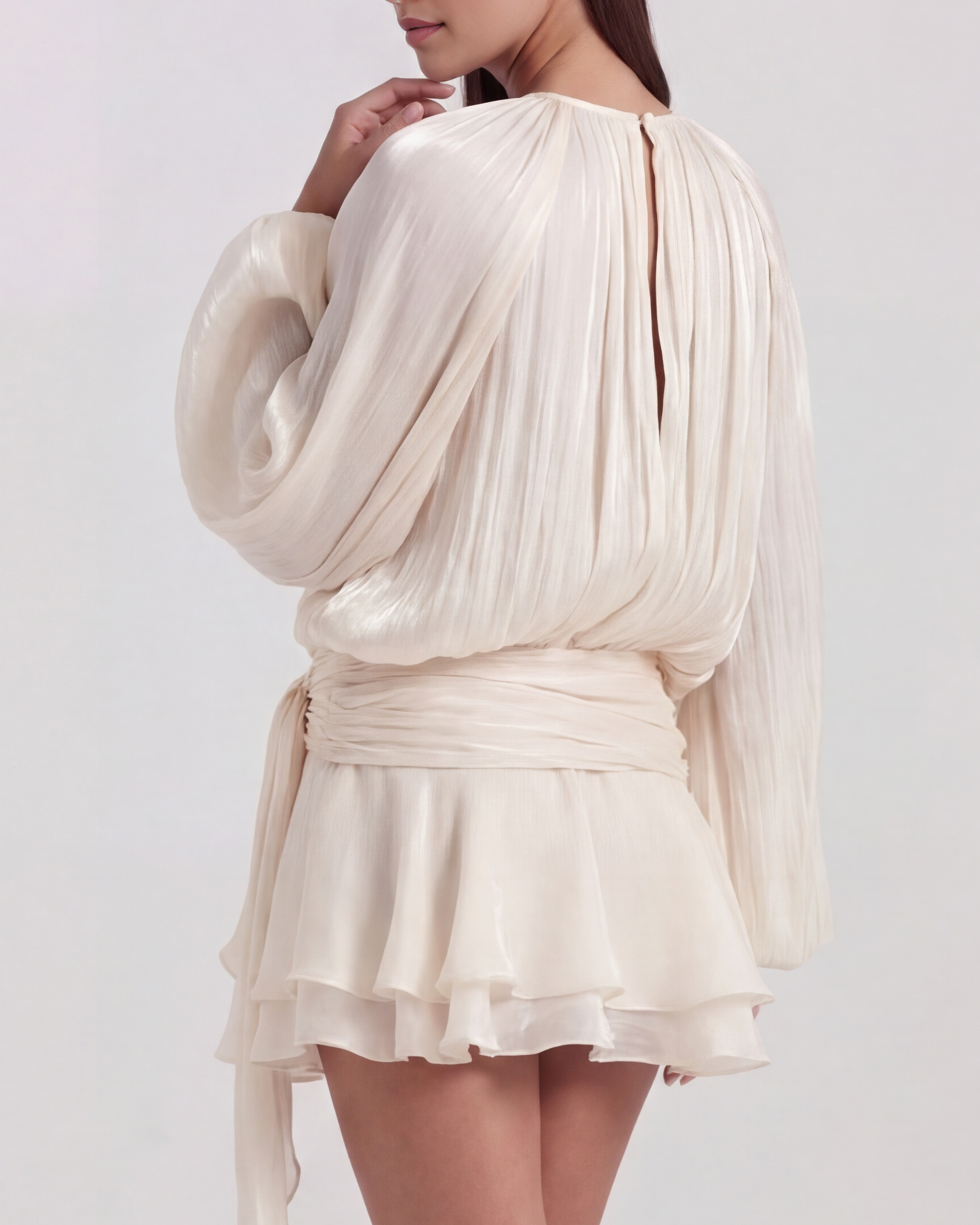 Isolde | Pleated Glitter Twist-Front Mini Dress oaklynwear