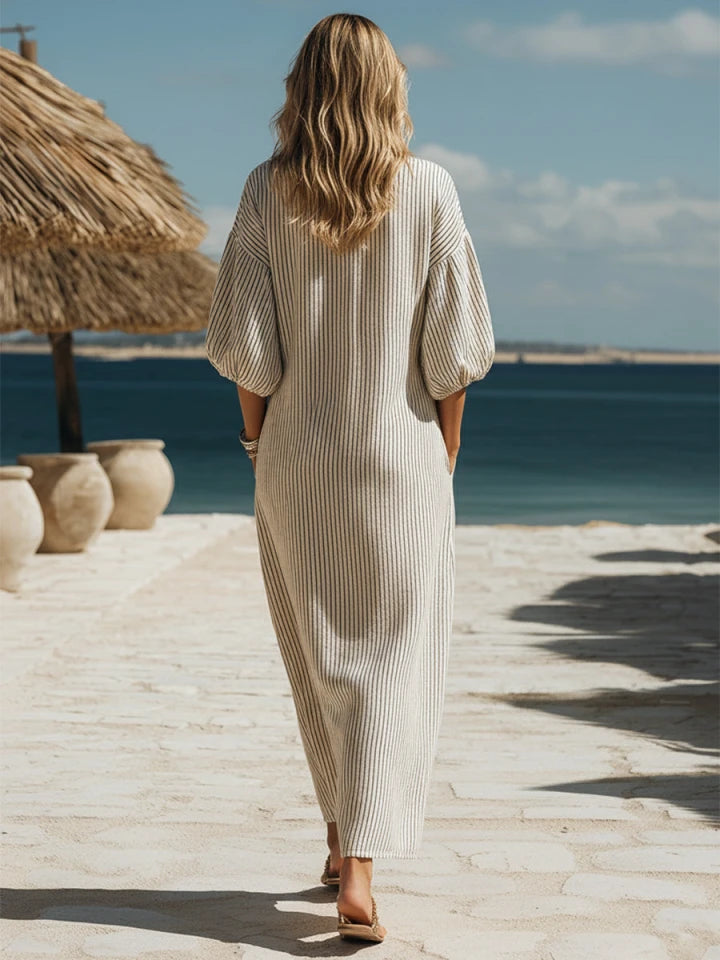 Frances | Striped Button-Down Midi Dress oaklynwear