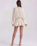 Isolde | Pleated Glitter Twist-Front Mini Dress oaklynwear