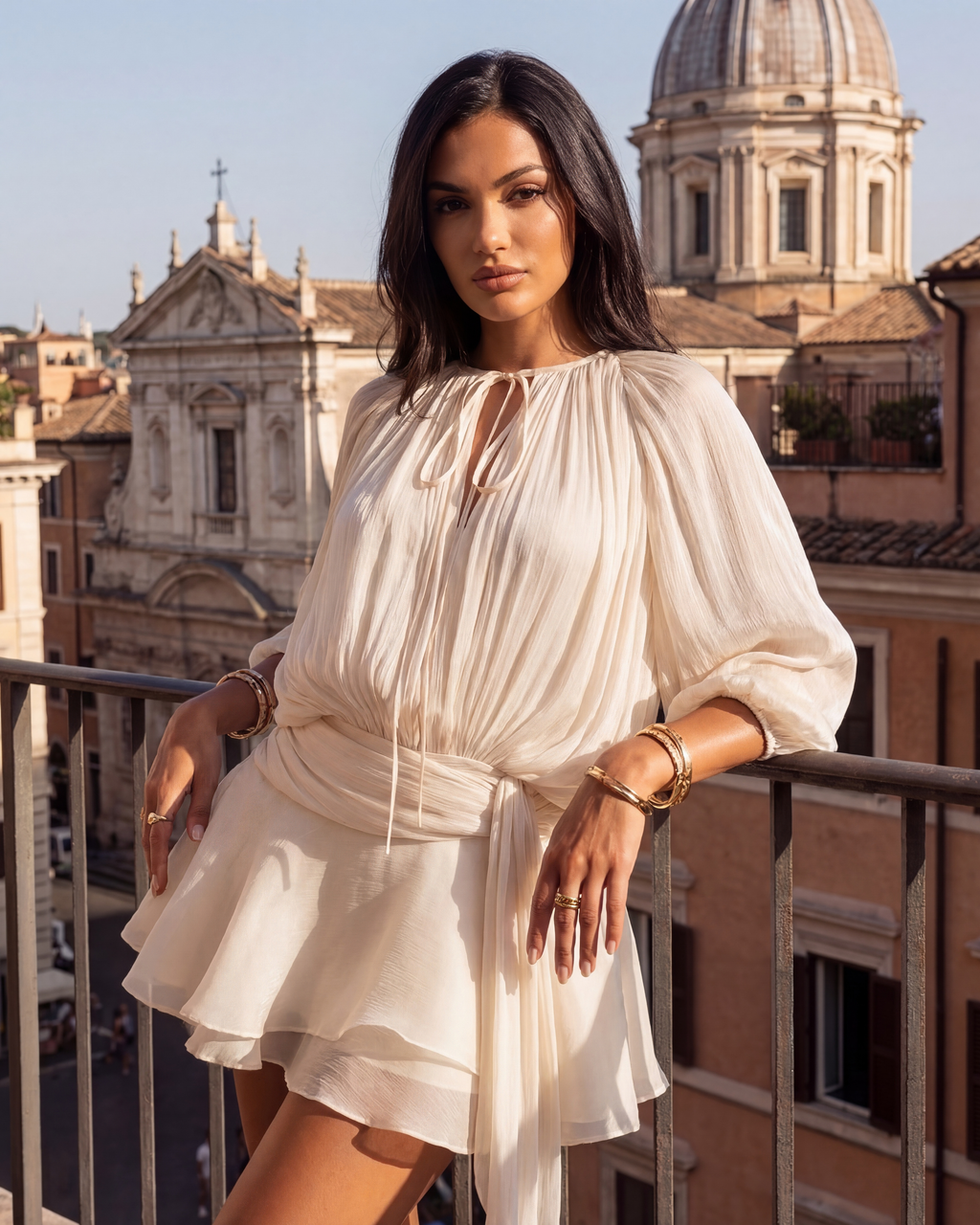 Isolde | Pleated Glitter Twist-Front Mini Dress oaklynwear