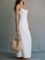 Bianca | Strappy Slit White Maxi Dress oaklynwear