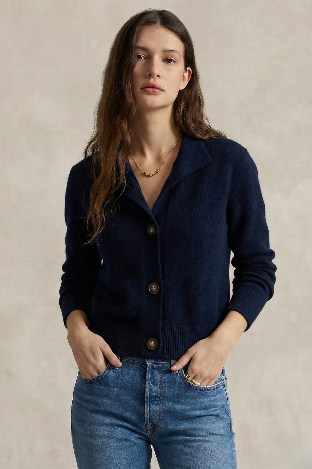 Everly | Button-Up Collared Cardigan with Statement Buttons, Cozy Winter Knit oaklynwear