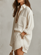 Petra | Linen Oversized Shirt Shorts Set oaklynwear