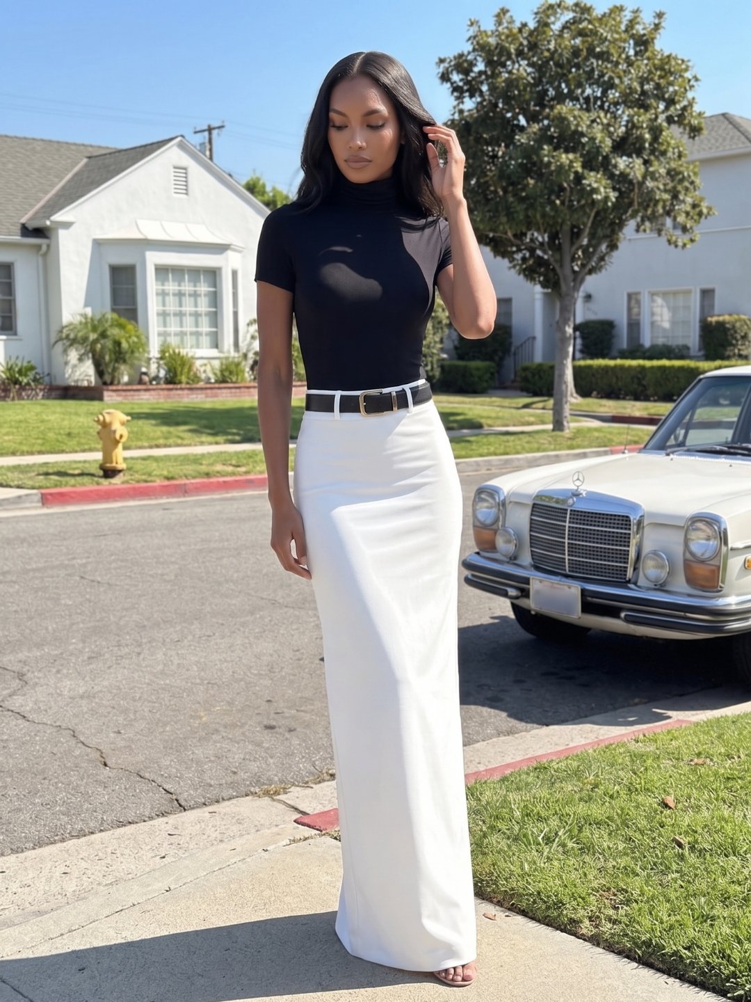 Audrey | Turtleneck Top Midi Skirt Two-Piece Set oaklynwear