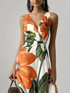 Ophelia | Floral Satin A-Line Maxi Dress with Pockets oaklynwear