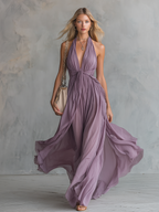 Helena | Women's Chiffon Halter Maxi Dress oaklynwear
