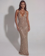 Aurea | Rhinestone Halter Maxi Dress oaklynwear