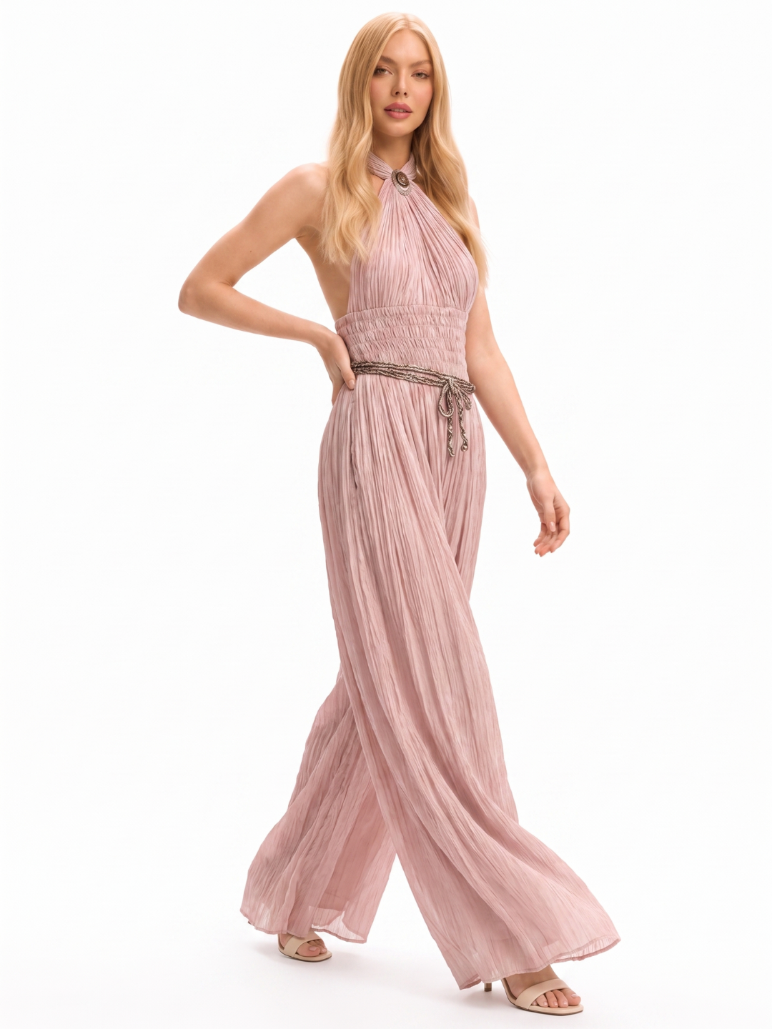 Rosa | Pleated Halter Neck Jumpsuit oaklynwear