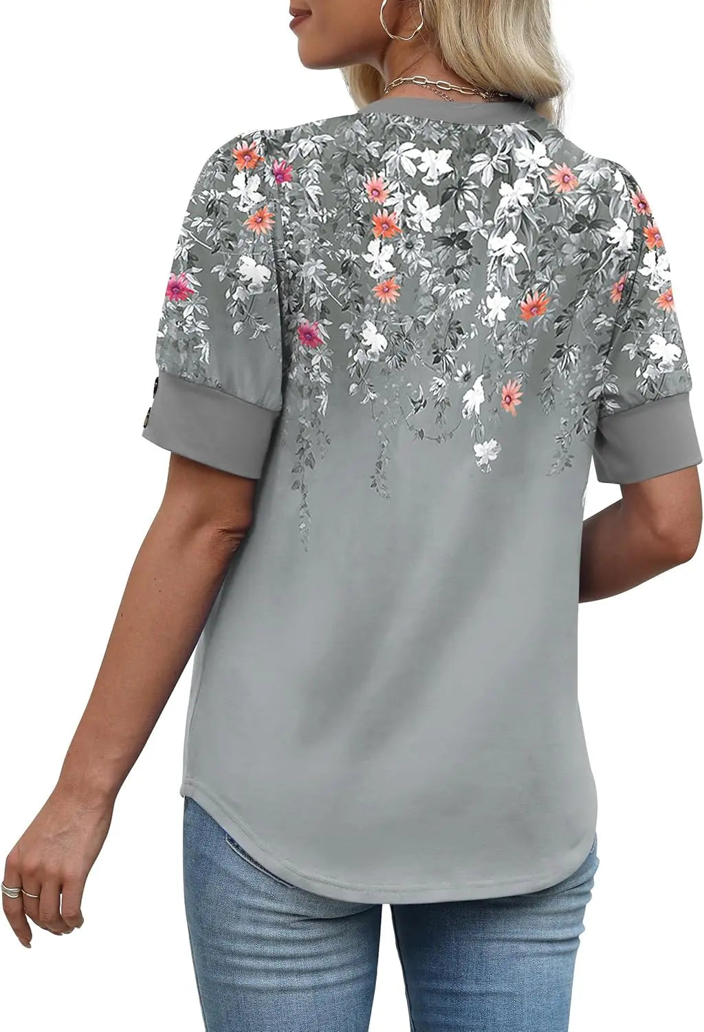 Bree™ | Women's Button-Accent V-Neck Blouse – Flowy Loose Fit Casual Top for Work & Everyday Wear oaklynwear