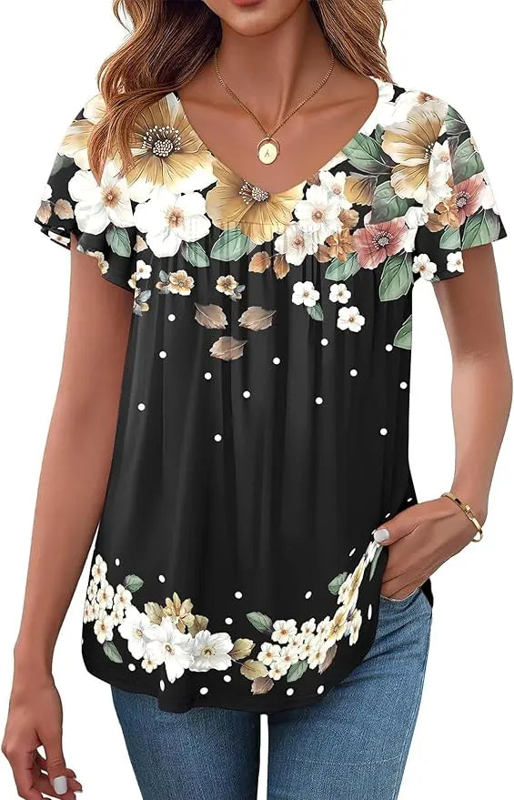 Vera™ | Women's Ruffle Sleeve V-Neck Blouse – Dressy Casual Top for Work & Everyday Wear oaklynwear