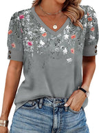 Bree™ | Women's Button-Accent V-Neck Blouse – Flowy Loose Fit Casual Top for Work & Everyday Wear oaklynwear