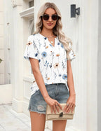 Vera™ | Women's Ruffle Sleeve V-Neck Blouse – Dressy Casual Top for Work & Everyday Wear oaklynwear