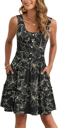 Dove™ | Women's Tiered Smocked Sundress with Pockets – Button Down Elastic Waist Beach Dress oaklynwear