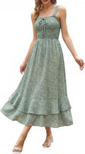 Sway™ | Women's Floral Smocked Maxi Dress – Square Neck Adjustable Strap Tiered Ruffle Beach Sundress oaklynwear