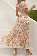 Remi™ | Women's Boho Floral Wrap Maxi Dress – V-Neck Short Sleeve High Split Beach Wedding Dress oaklynwear