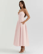 Venetia | Boned Corset Full Skirt Midi Dress oaklynwear