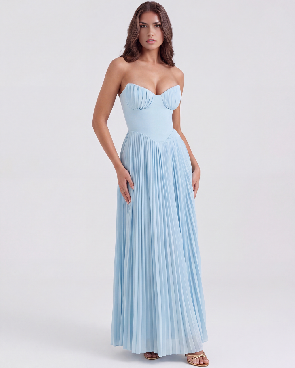 Siena | Pleated Corset Shell Bodice Maxi Dress oaklynwear