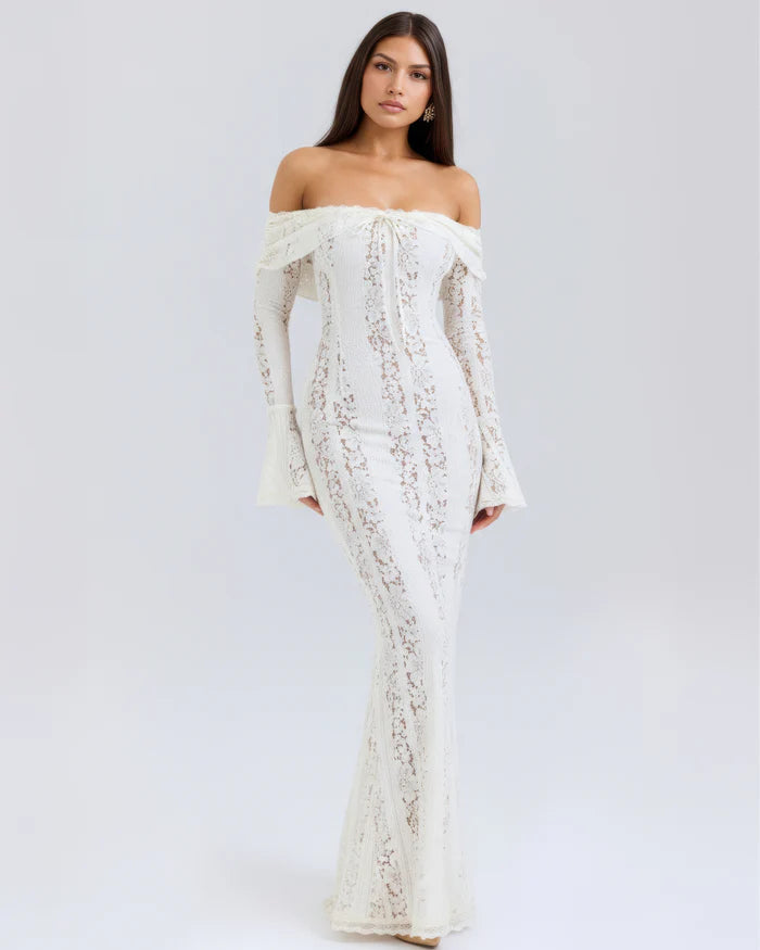 Rebekah | Lace Off-Shoulder Godet Maxi Dress oaklynwear