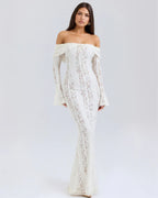 Rebekah | Lace Off-Shoulder Godet Maxi Dress oaklynwear