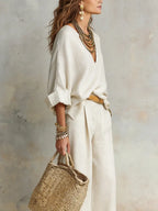 Isla™ | Women's Loose Linen Set – Two-Piece Resort Wear Outfit for Summer oaklynwear