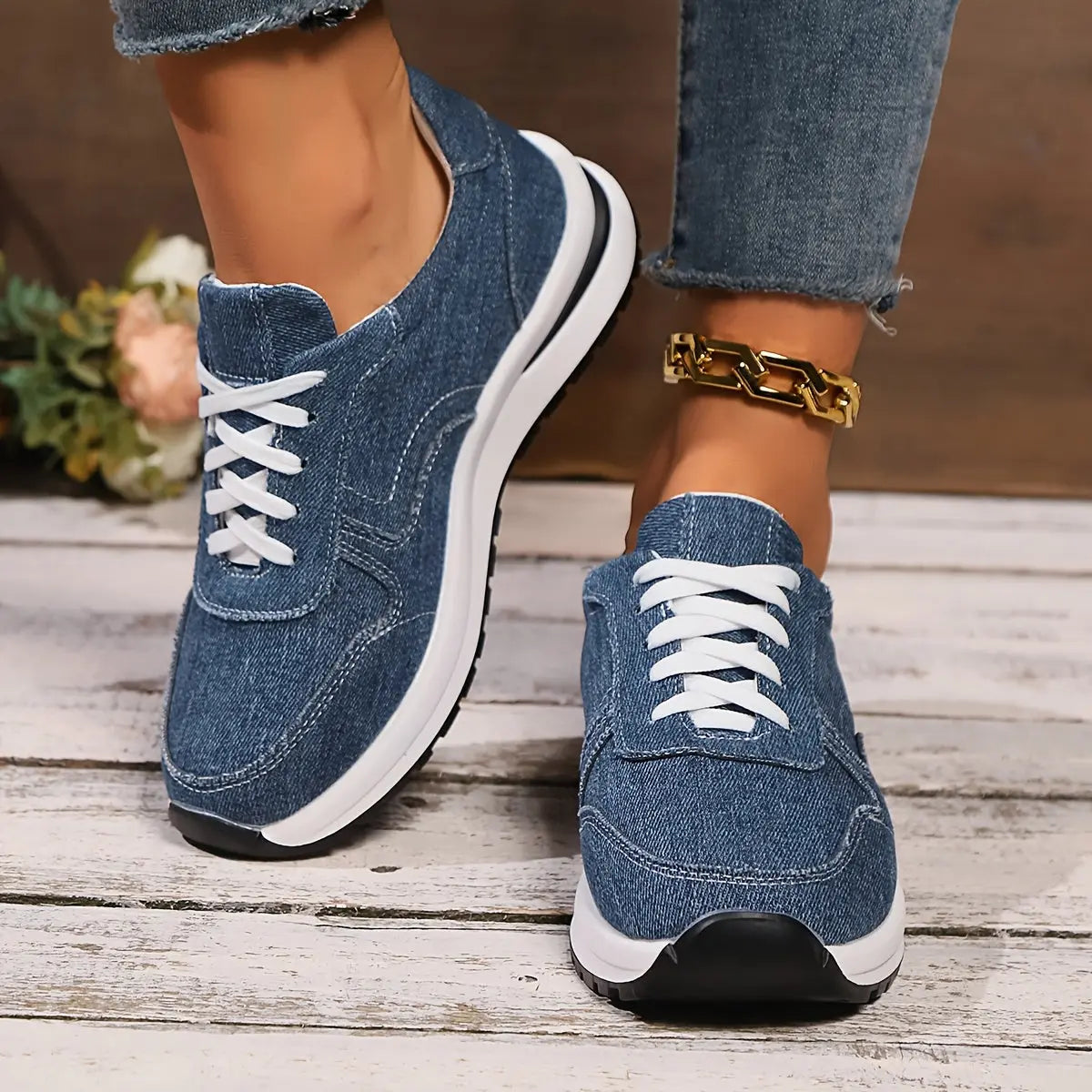 Denim™ | Women's Denim Orthopedic Sneakers – Wide Toe Box & Cushioned Arch Support oaklynwear
