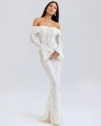 Rebekah | Lace Off-Shoulder Godet Maxi Dress oaklynwear